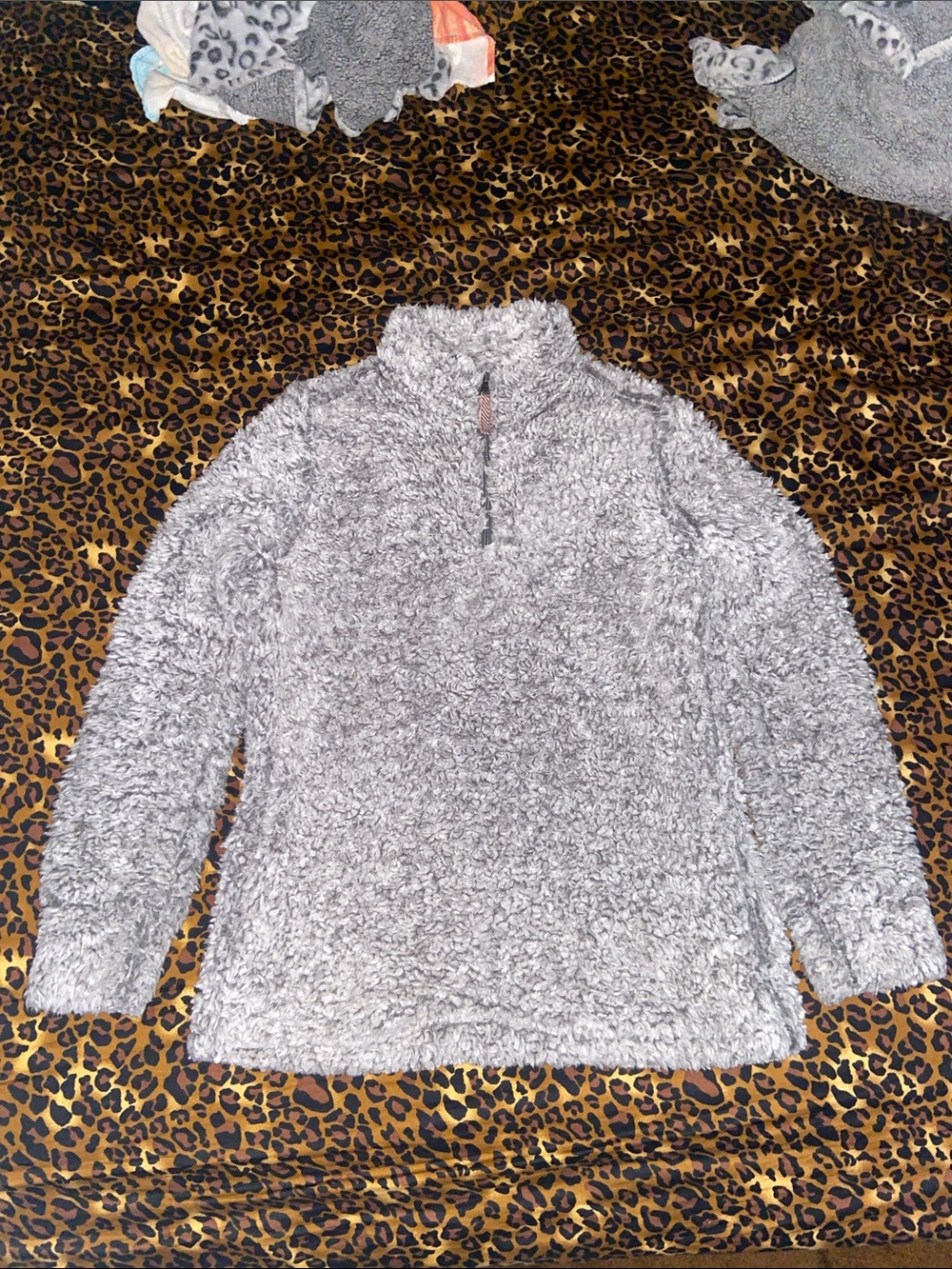 Women's Plush Heather Gray Sherpa Cowl Pullover